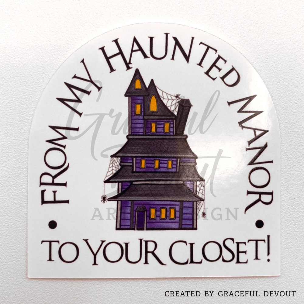 From My Haunted Manor To Your Closet! 2" (inches) (48ct.) Stickers - Picture 5 of 5